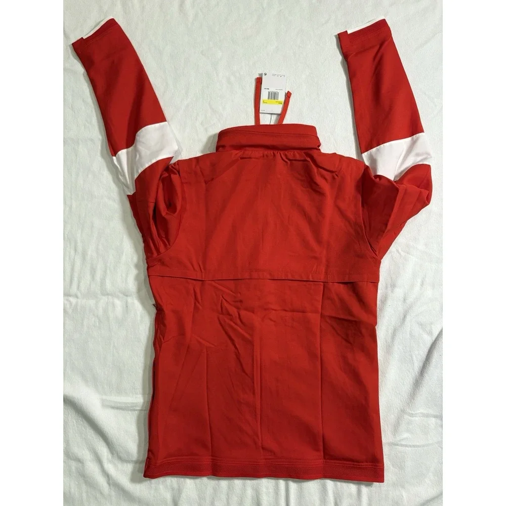 NEW Nike Dri-Fit Hooded Wind Coaches Jacket Full Zip Vented Red Men Small CV0094
